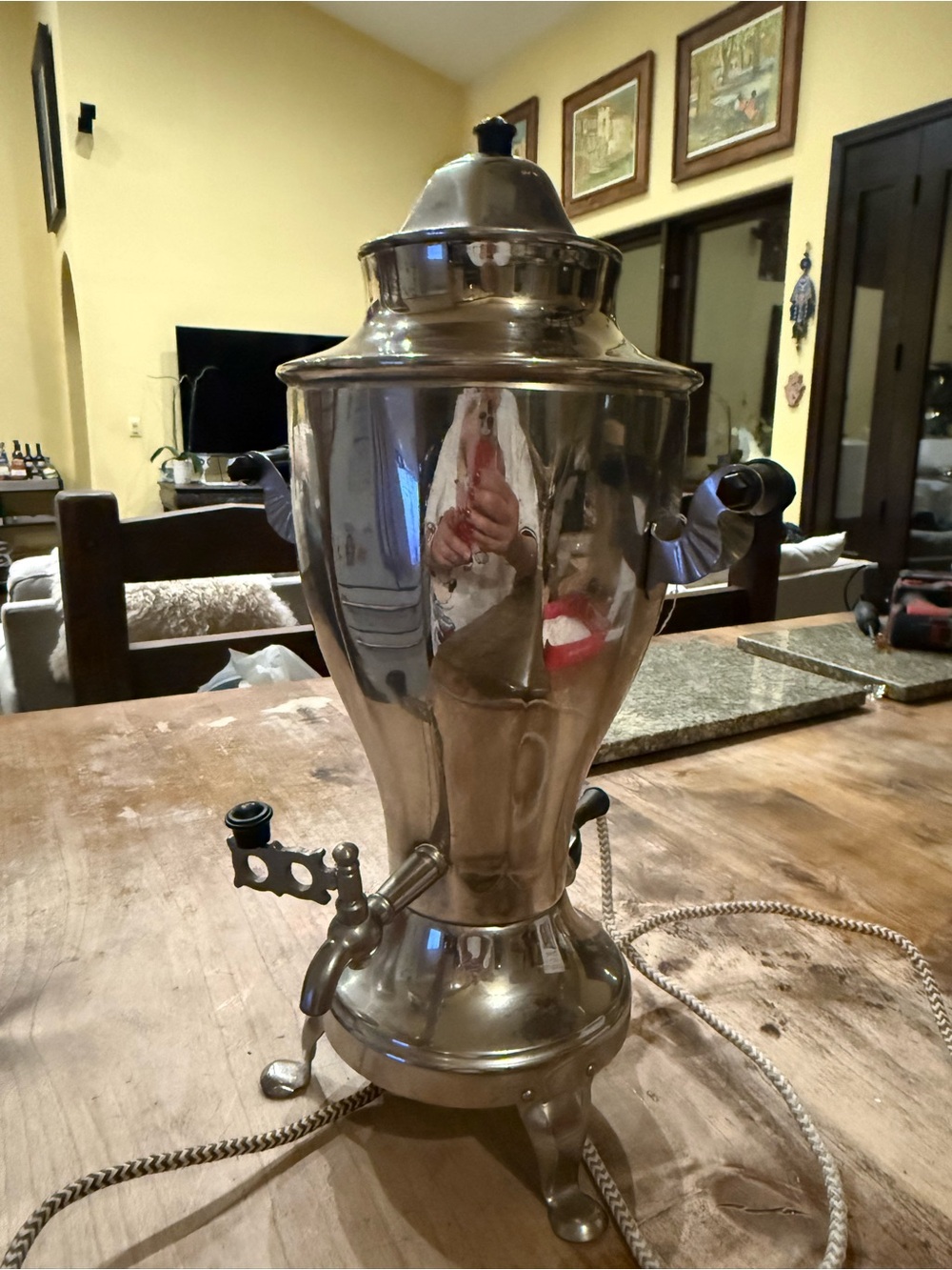 Vintage Silver Electric Samovar Coffee Urn - Silver Tone